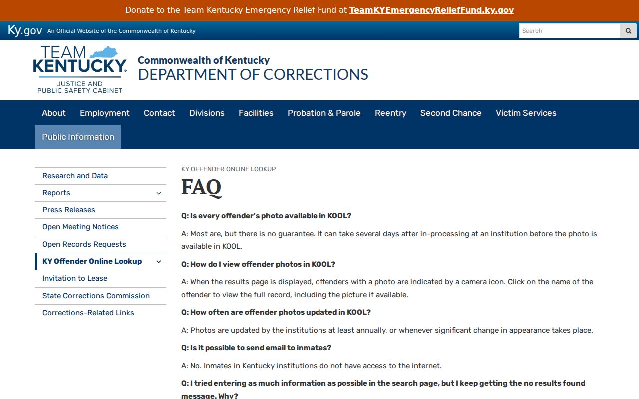 Rockcastle County arrest lookup Kentucky Online Offender Lookup FAQ