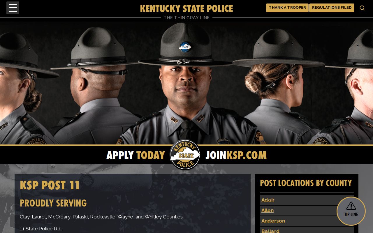 Rockcastle County arrest lookup Kentucky State Police Post 11 page