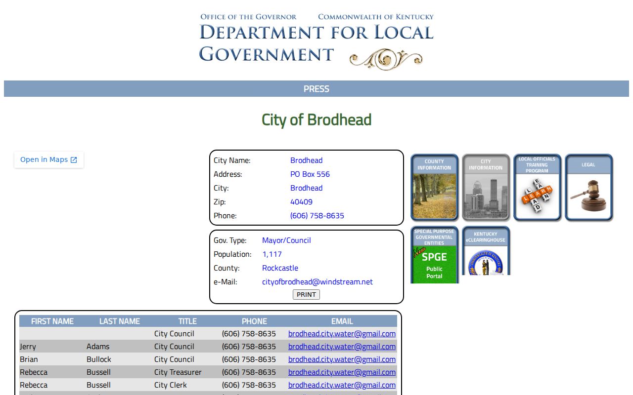 Brodhead criminal records city profile in Rockcastle County from Kentucky DLG