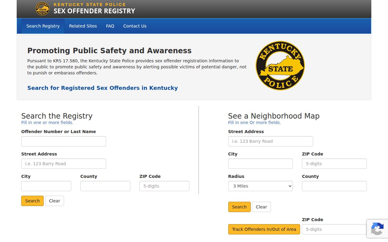 Rockcastle County sex offender search KSP registry interface